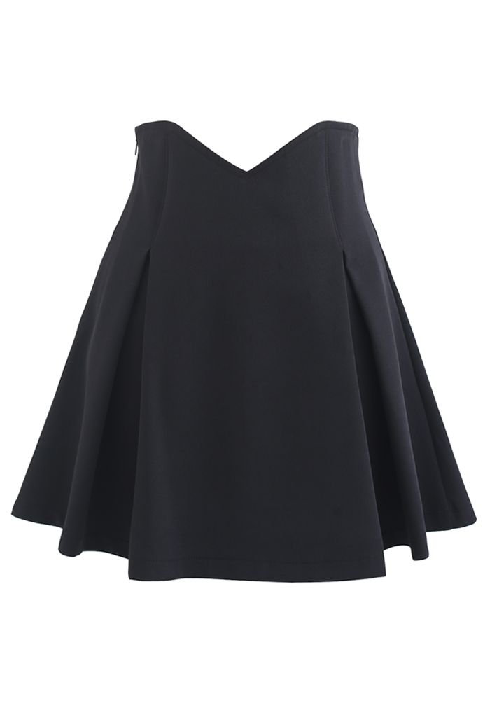 High Waist Corset Pleated Mini Skirt in Black