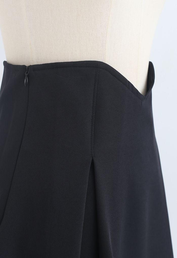 High Waist Corset Pleated Mini Skirt in Black