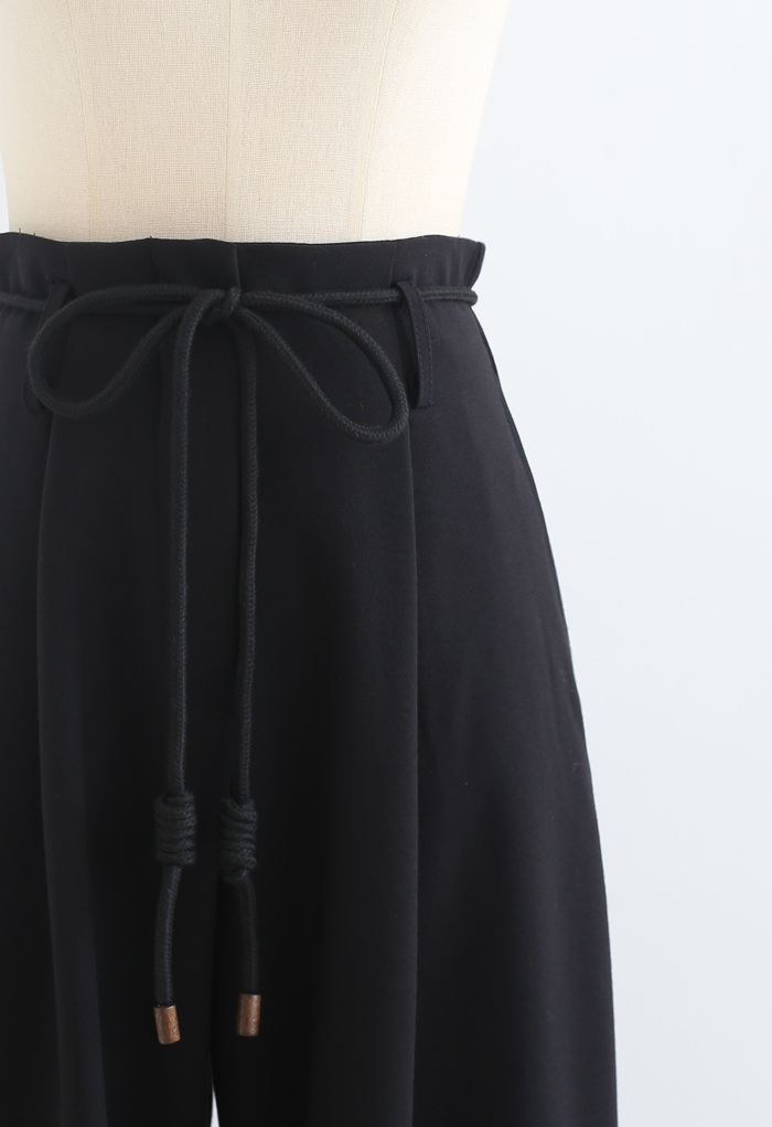 Tie Waist Straight-Leg Pleated Pants in Black - Retro, Indie and Unique ...