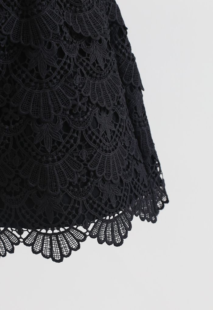 Scallop Crochet Overlay Shorts in Black - Retro, Indie and Unique Fashion