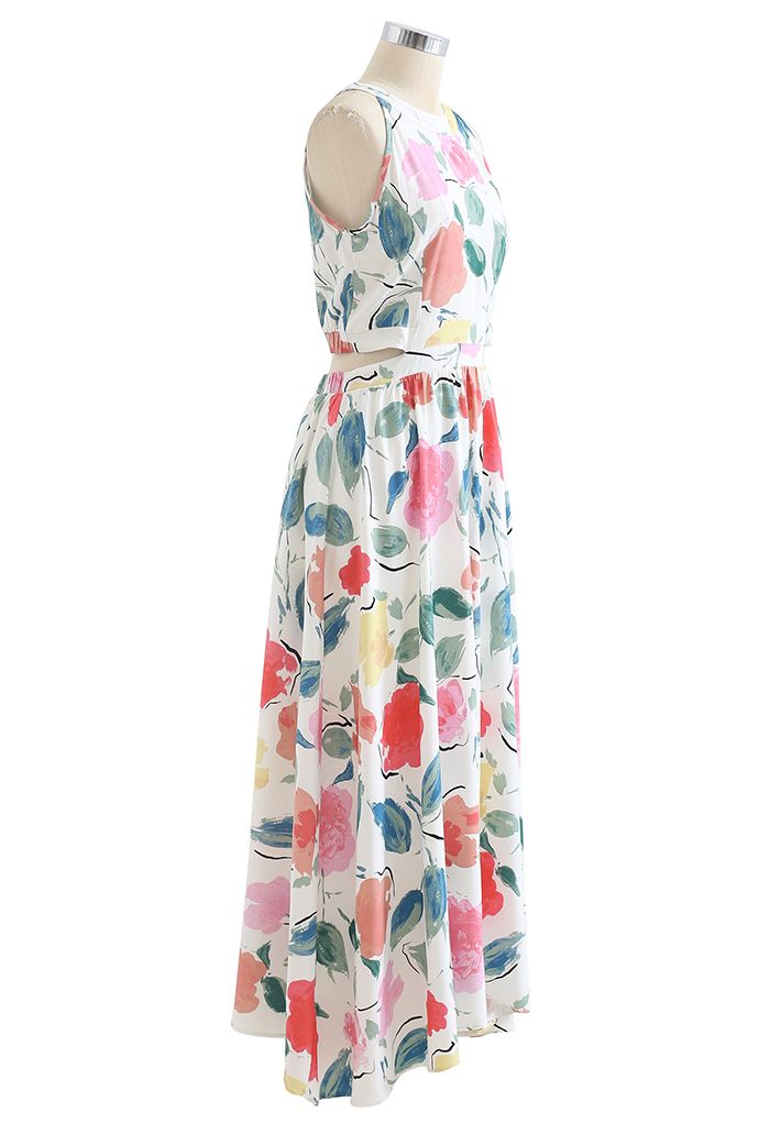 Summer Fun Painted Halter Neck Maxi Dress - Retro, Indie and Unique Fashion