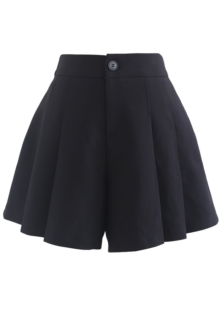 Side Pocket Pleated Shorts in Black - Retro, Indie and Unique Fashion