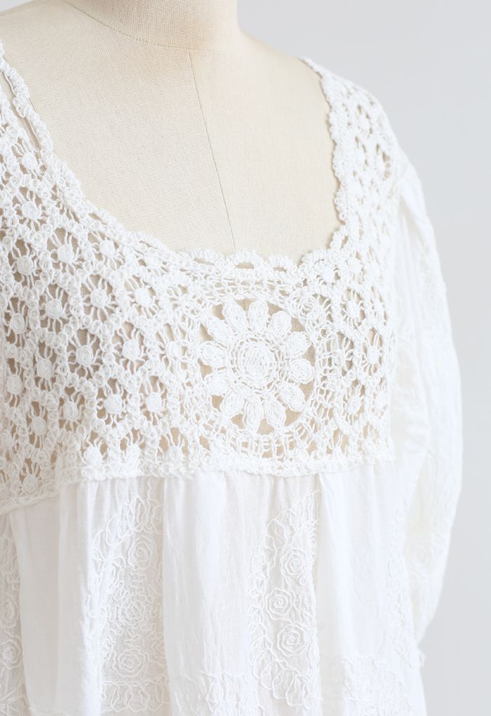 Scoop Neck Crochet Embroidered Dolly Tunic - Retro, Indie and Unique ...