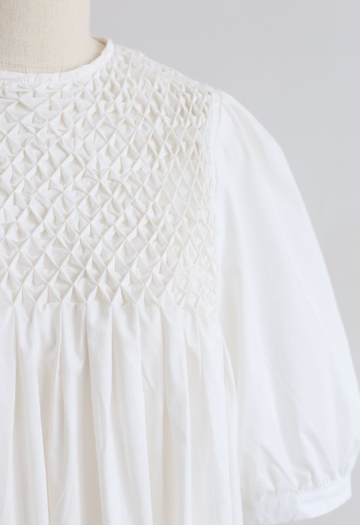Diamond Honeycomb Dolly Dress in White