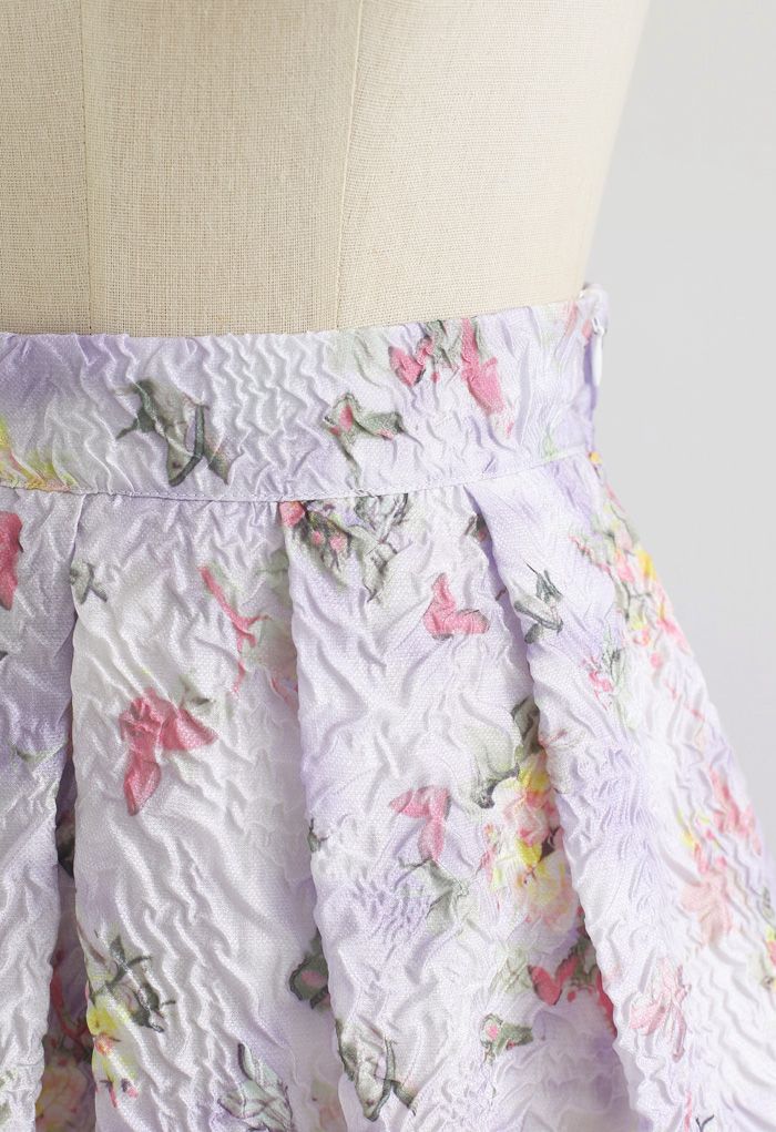 Lavender Garden Embossed Pleated Midi Skirt - Retro, Indie and Unique ...