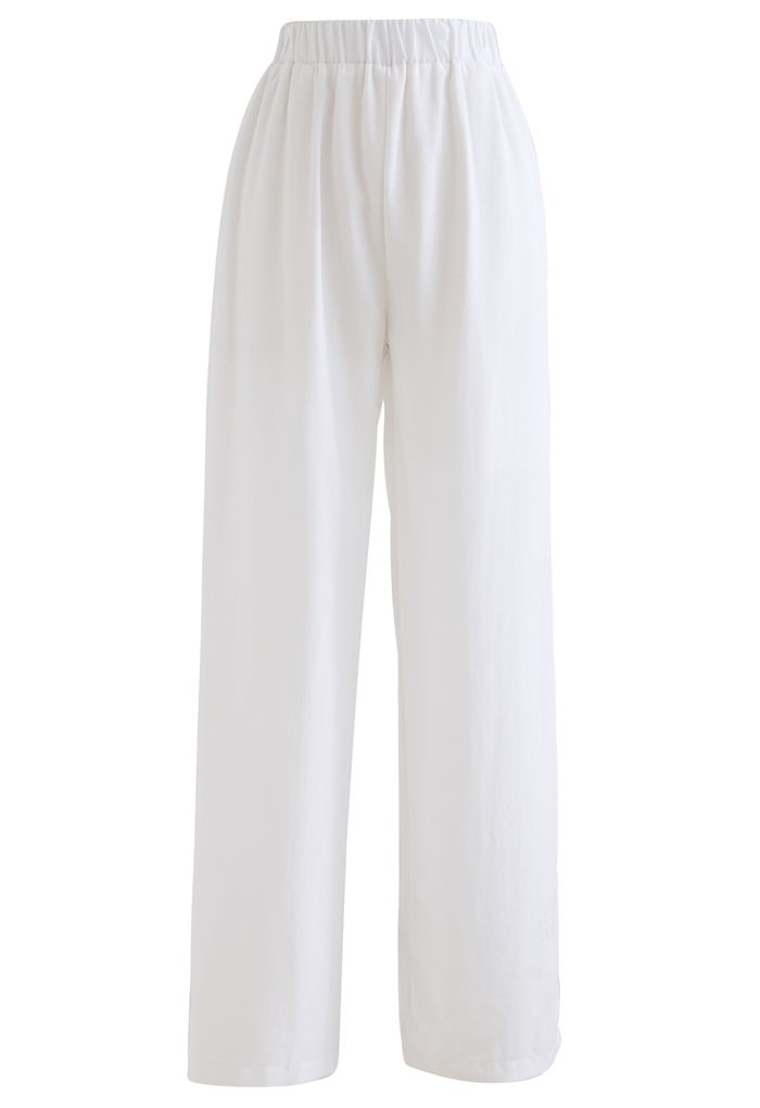 Off-Shoulder Cropped Top and Pants Set in White