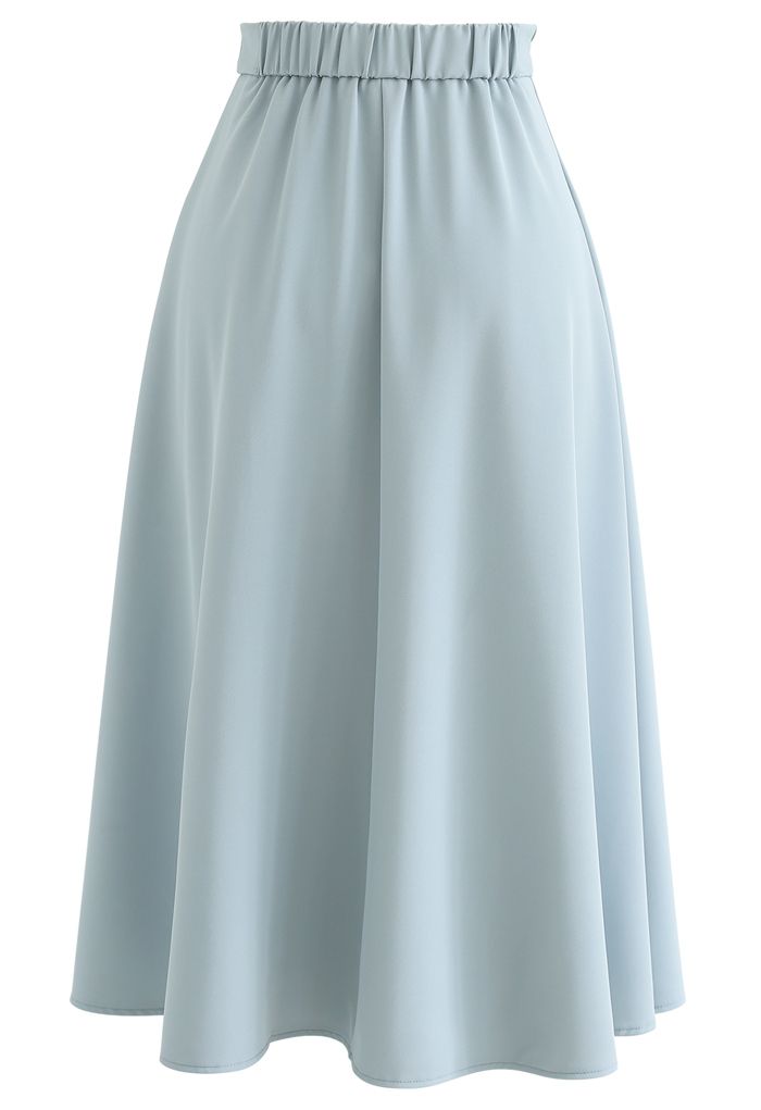 Button Decorated Asymmetric Midi Skirt in Light Blue - Retro, Indie and ...