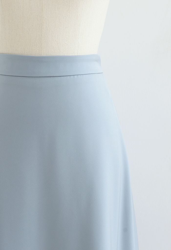 Basic Smooth A-Line Midi Skirt in Dusty Blue - Retro, Indie and Unique ...