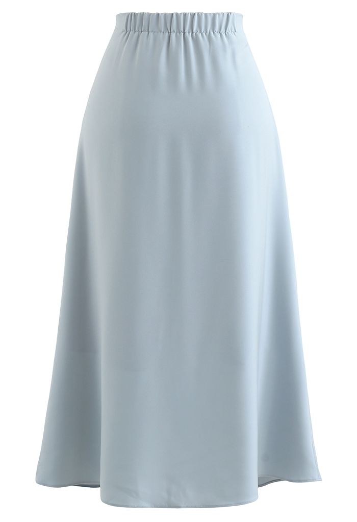 Basic Smooth A-Line Midi Skirt in Dusty Blue - Retro, Indie and Unique ...