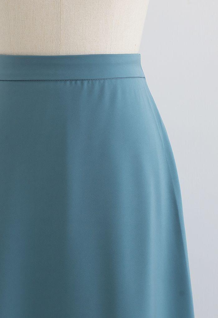 Basic Smooth A-Line Midi Skirt in Teal - Retro, Indie and Unique Fashion