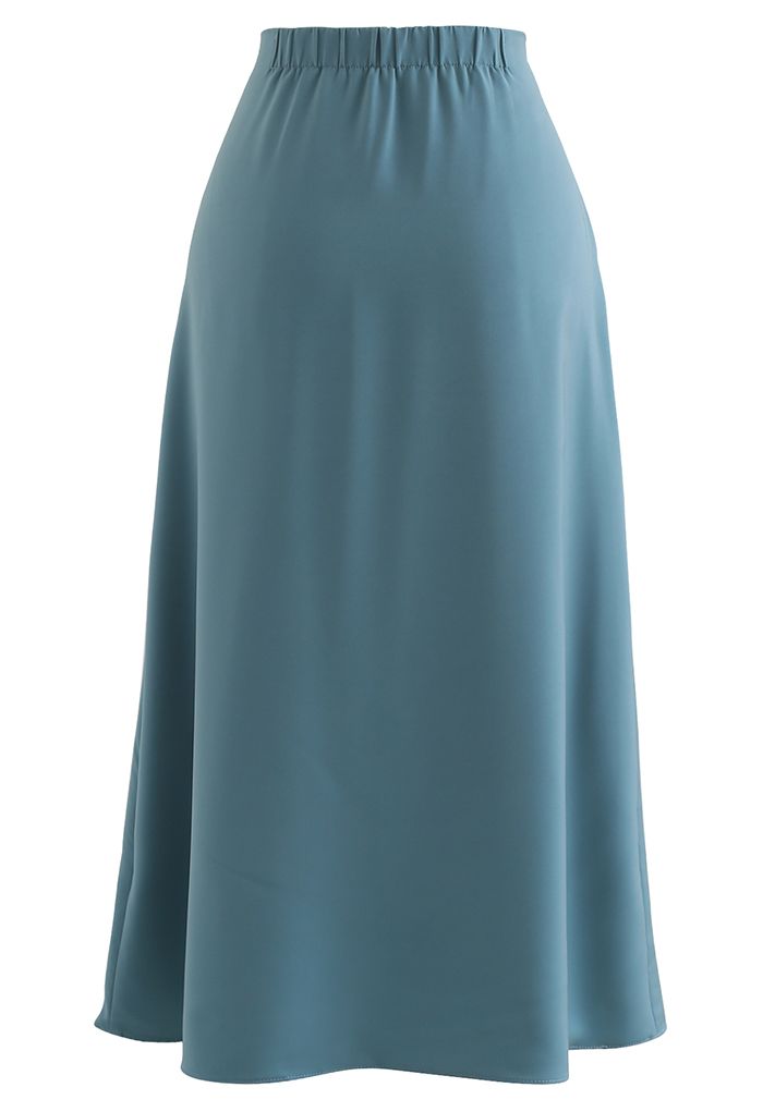Basic Smooth A-Line Midi Skirt in Teal - Retro, Indie and Unique Fashion