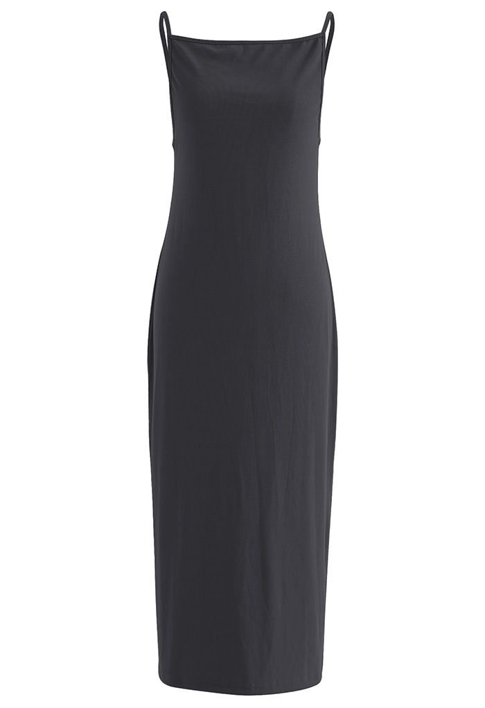 Cami Strap Bodycon Ribbed Knit Dress in Smoke - Retro, Indie and Unique ...
