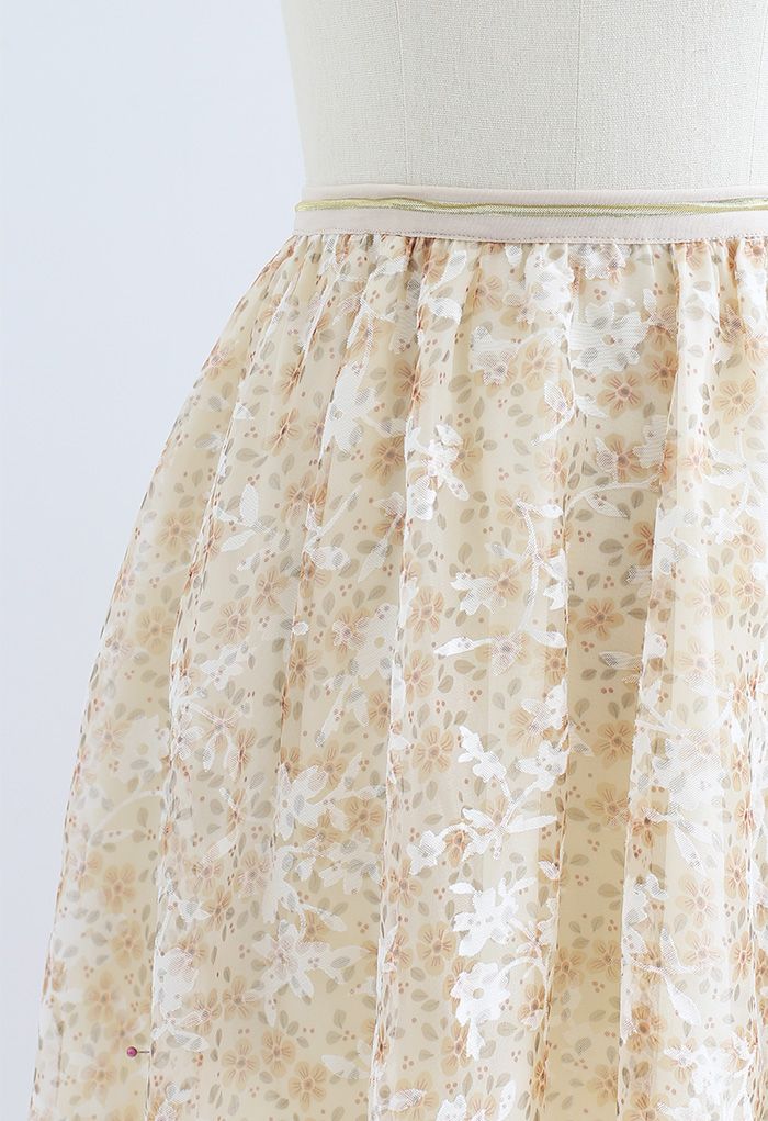Elegant Moment Floral Jacquard Mesh Skirt