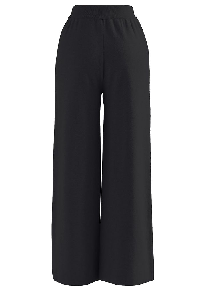 Neutral Wide Leg Knit Pants in Black - Retro, Indie and Unique Fashion