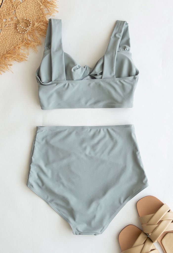 Twist Front High-Waisted Bikini Set in Grey - Retro, Indie and Unique  Fashion
