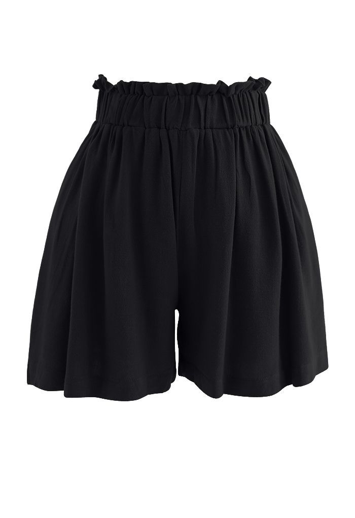 Halter Neck Flared Top and Shorts Set in Black