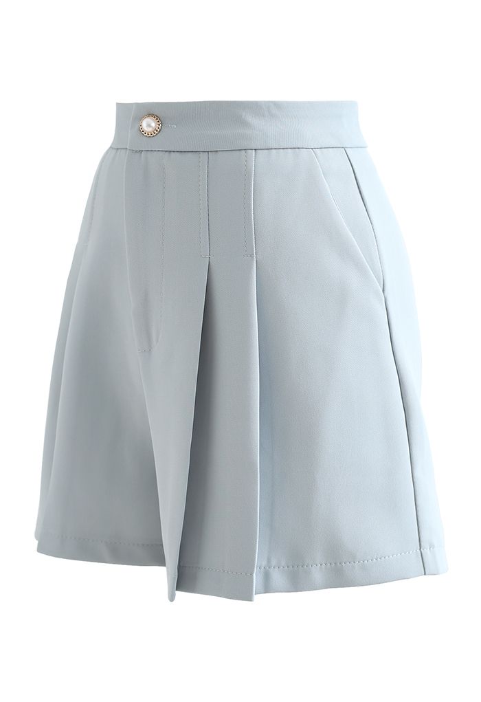 Side Pocket Pleated Shorts in Blue - Retro, Indie and Unique Fashion