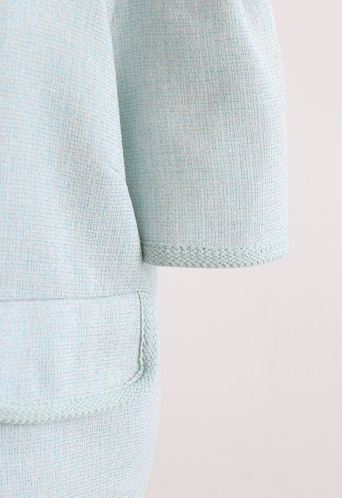 Pearly Button Short Sleeve Tweed Blazer in Mint - Retro, Indie and ...