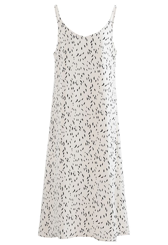 Falling Spotted V-Neck Cami Dress in Ivory