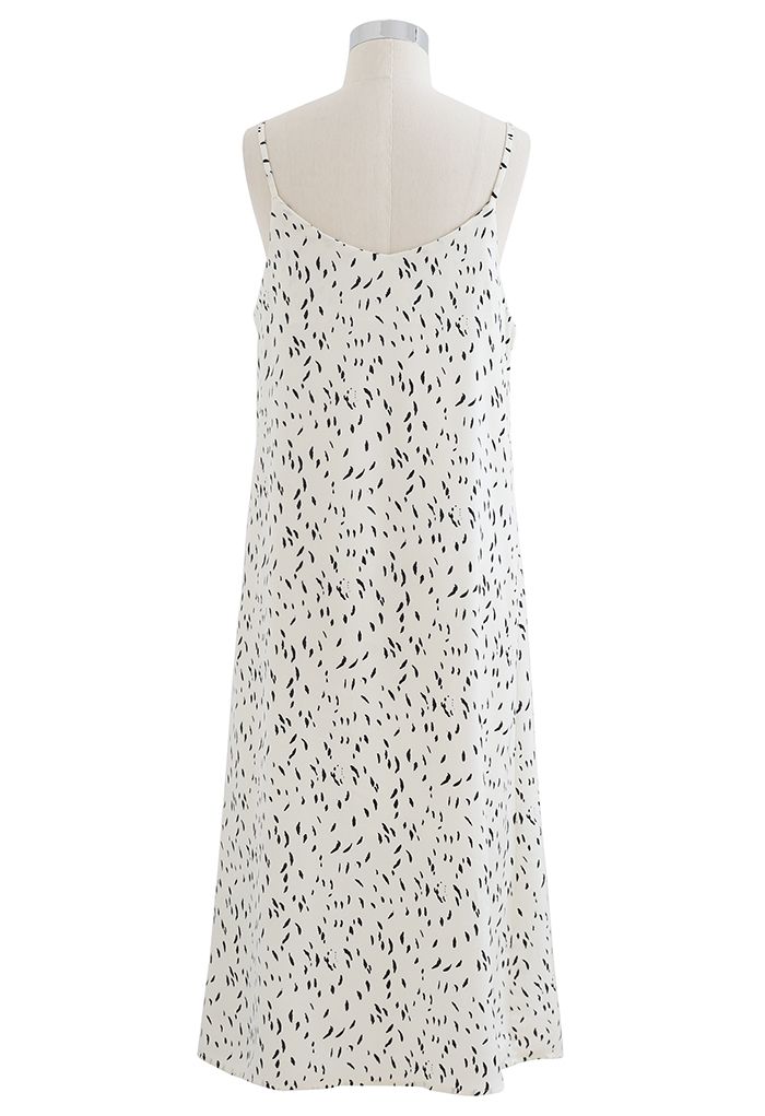 Falling Spotted V-Neck Cami Dress in Ivory