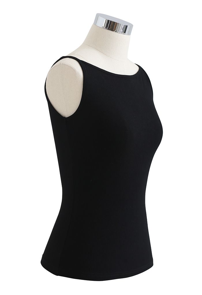 Halter Neck Fitted Knit Tank Top