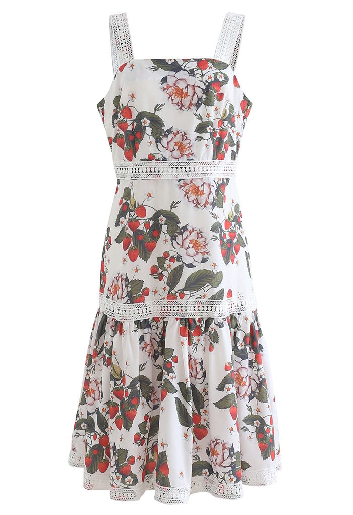 Strawberry and Flower Print Cami Dress - Retro, Indie and Unique Fashion