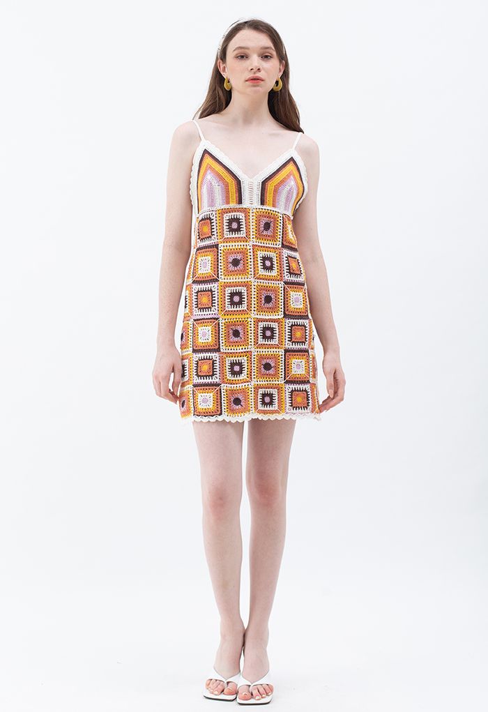 Hollow Out Crochet Boho Mini Cami Dress - Retro, Indie and Unique Fashion
