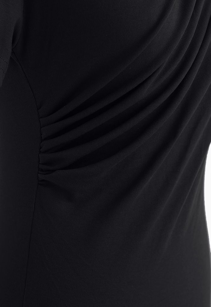 Ruched Front T-Shirt in Black