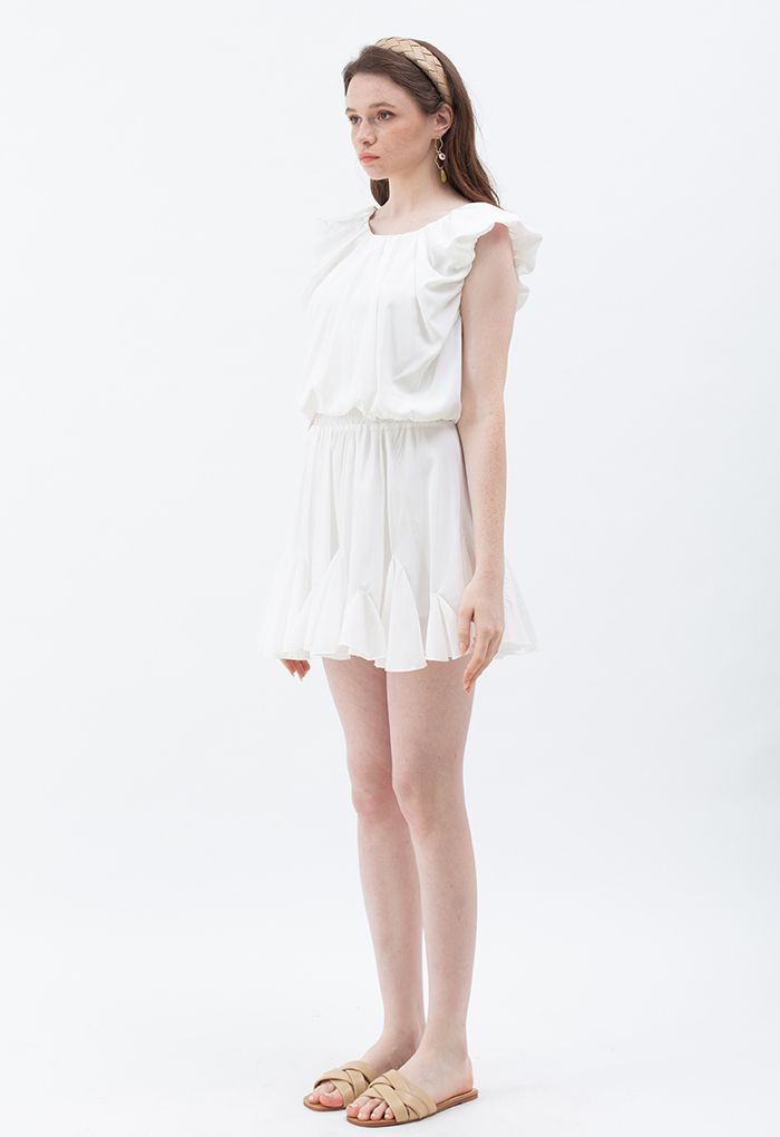 Ruffle Hem Mini Skirt in White - Retro, Indie and Unique Fashion