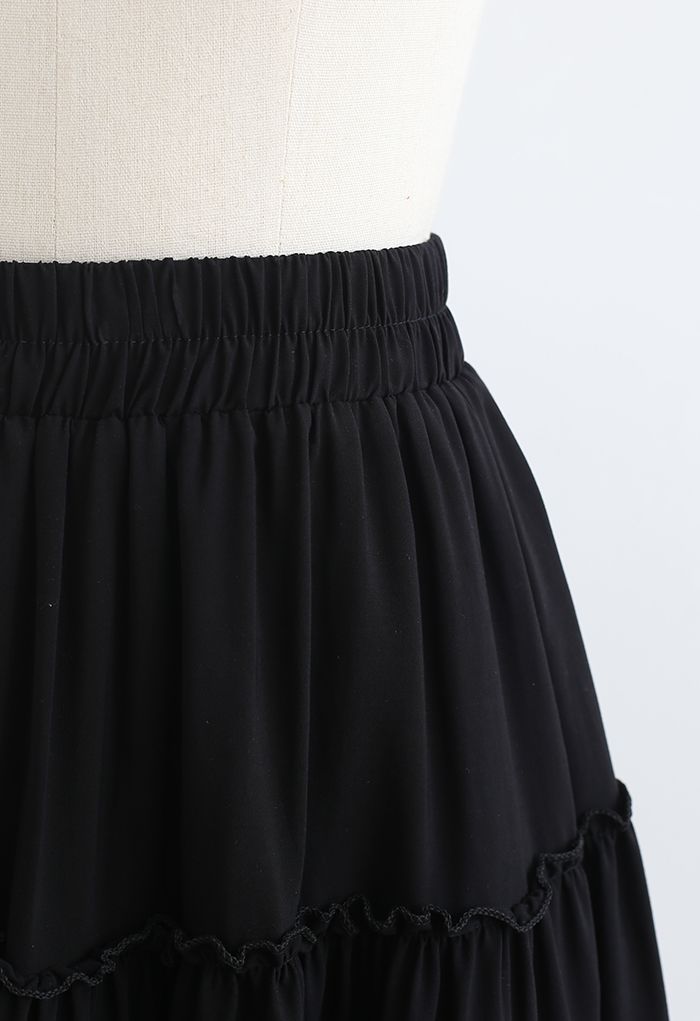 Broderie Anglaise Frill Hem Mini Skirt in Black - Retro, Indie and ...