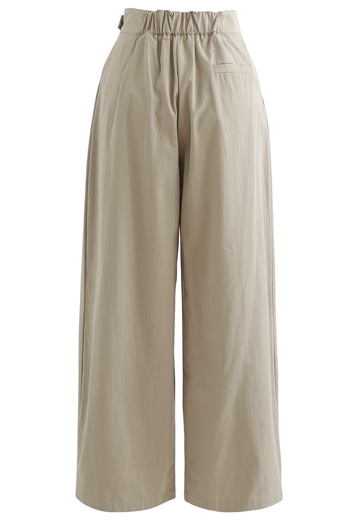 Belted Waist Straight Leg Cotton Pants in Tan - Retro, Indie and Unique ...
