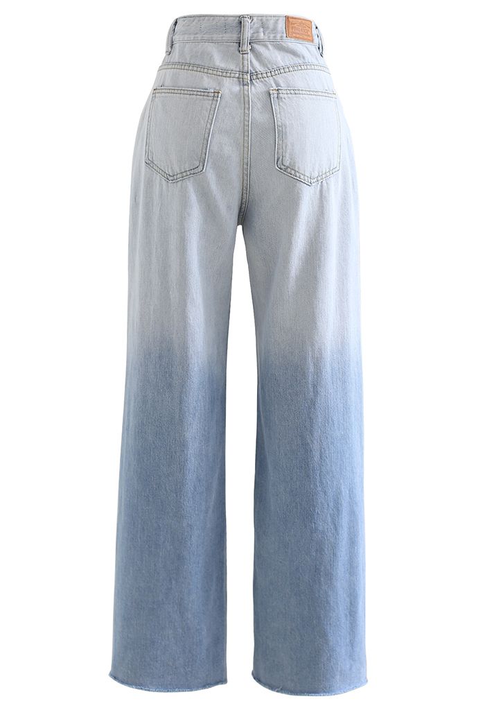 Ombre Ripped Wide Leg Jeans