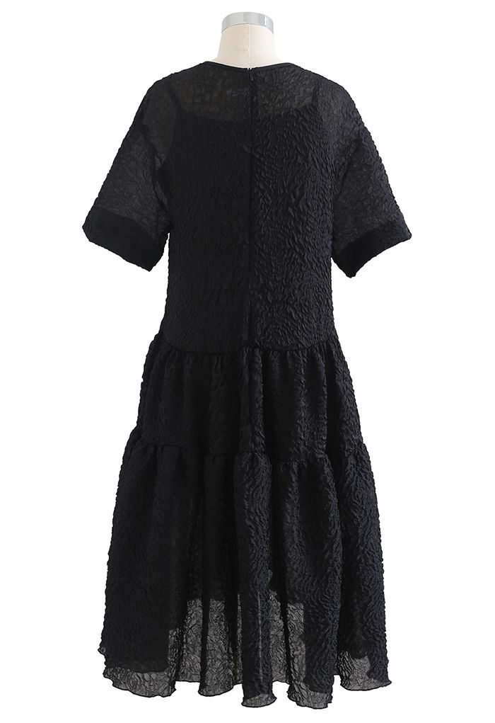 Frilling Embossed Glittery Sheer Dolly Dress in Black - Retro, Indie ...