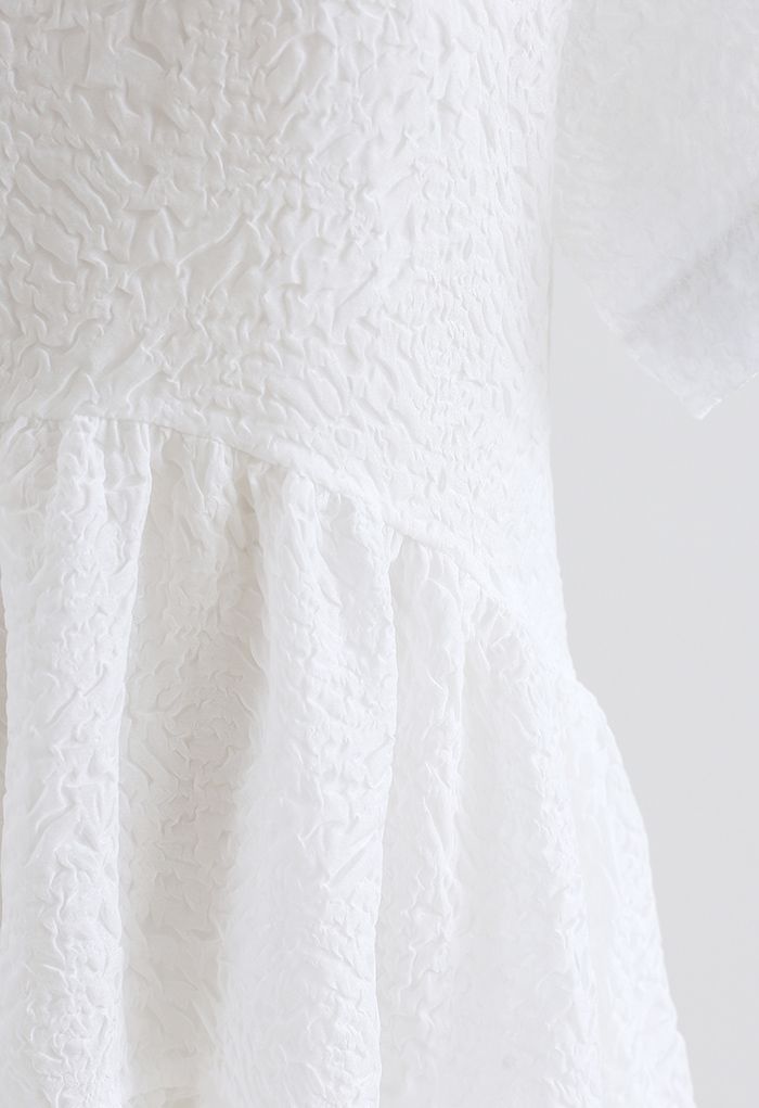 Frilling Embossed Glittery Sheer Dolly Dress in White - Retro, Indie ...