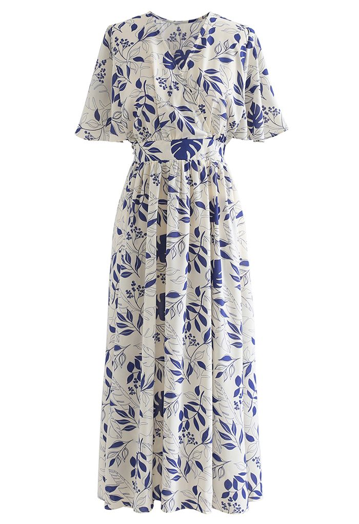 Botanical Garden Wrap Tied Midi Dress in Ivory - Retro, Indie and ...