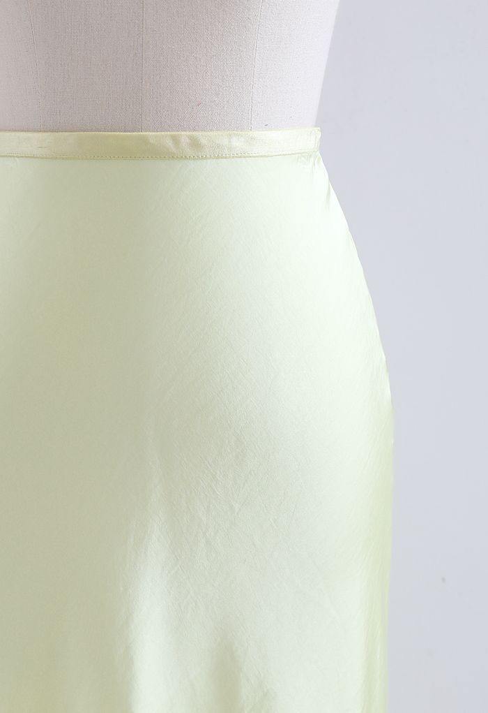 Satin Maxi Skirt in Lime