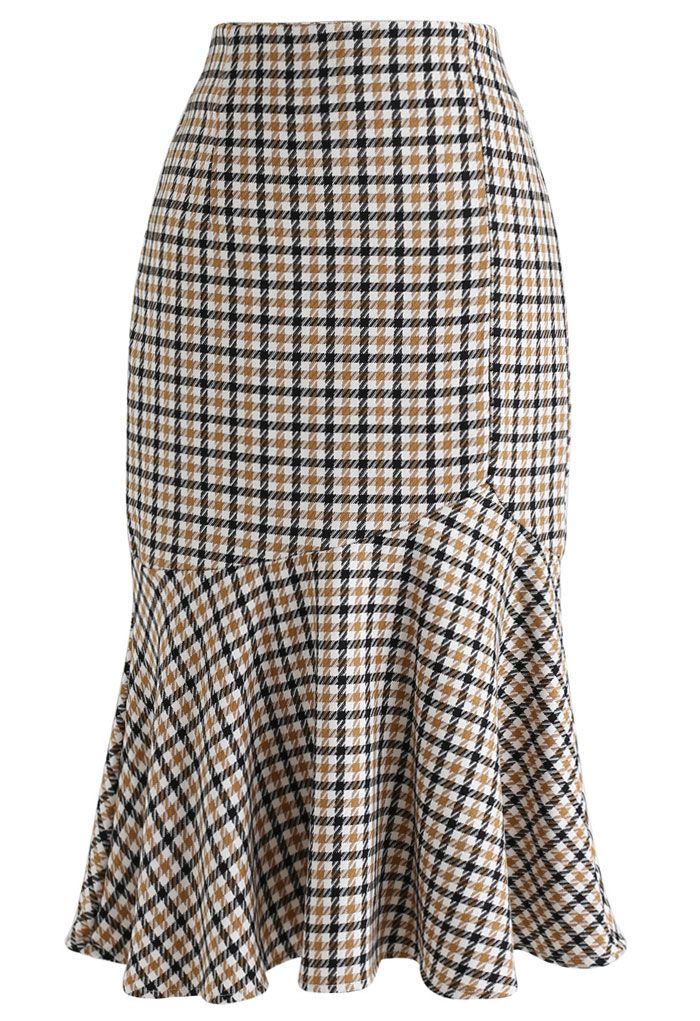 High Waisted Check Print Frill Hem Skirt - Retro, Indie and Unique Fashion