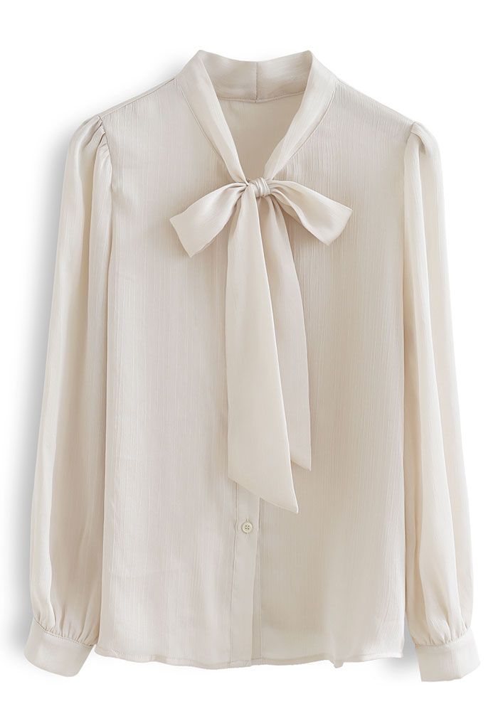 Shimmer Bowknot Shirt in Cream - Retro, Indie and Unique Fashion