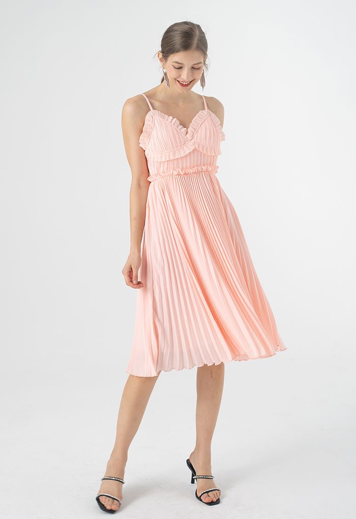 Shell-Shape Bust Pleated Cami Dress - Retro, Indie and Unique Fashion