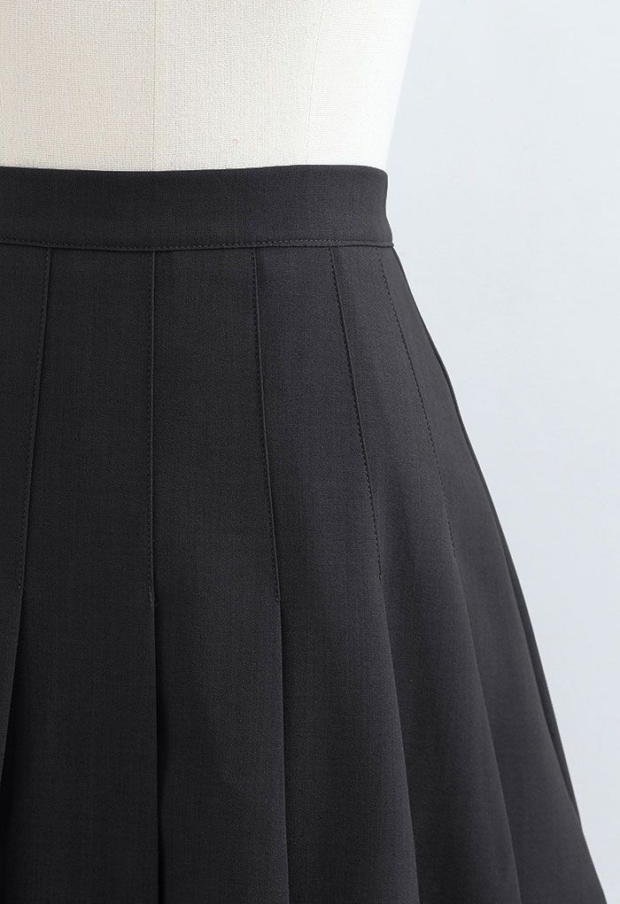High Waist Pleated Mini Skirt in Black - Retro, Indie and Unique Fashion