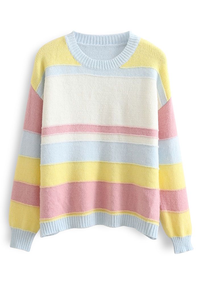 Rainbow Stripe Soft Knit Sweater