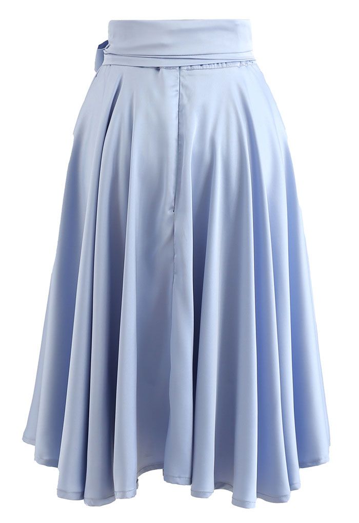 Flare Hem Bowknot Waist Midi Skirt in Blue - Retro, Indie and Unique ...