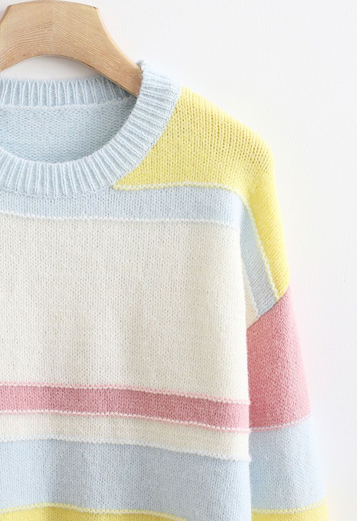 Rainbow Stripe Soft Knit Sweater