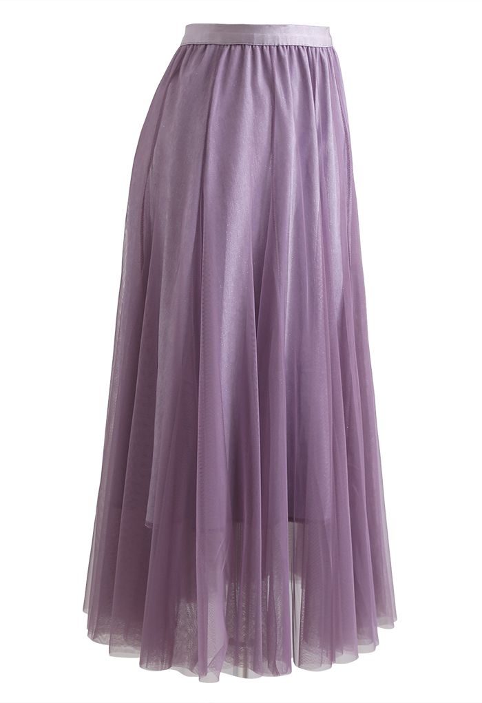 My Secret Garden Tulle Maxi Skirt in Glitter Lilac