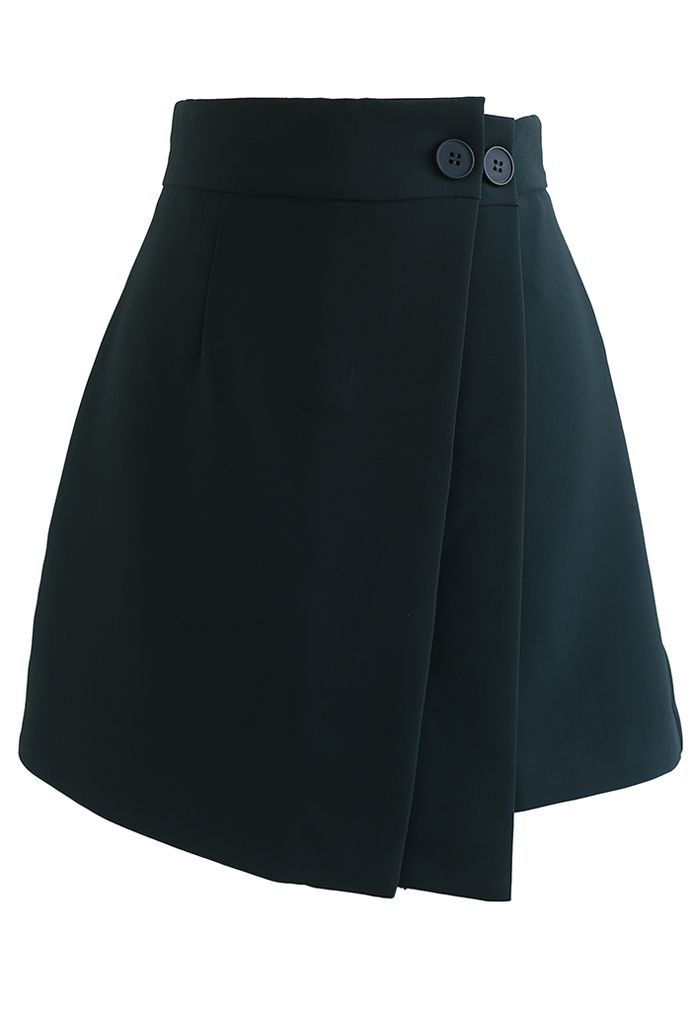 Double Flap Buttoned Mini Skirt in Emerald - Retro, Indie and Unique ...