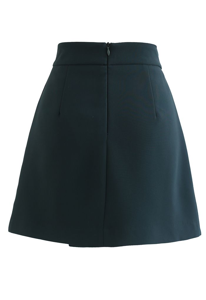 Double Flap Buttoned Mini Skirt in Emerald - Retro, Indie and Unique ...