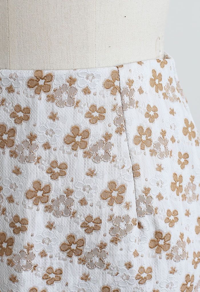 Floret Jacquard Mini Bud Skirt in Orange - Retro, Indie and Unique Fashion