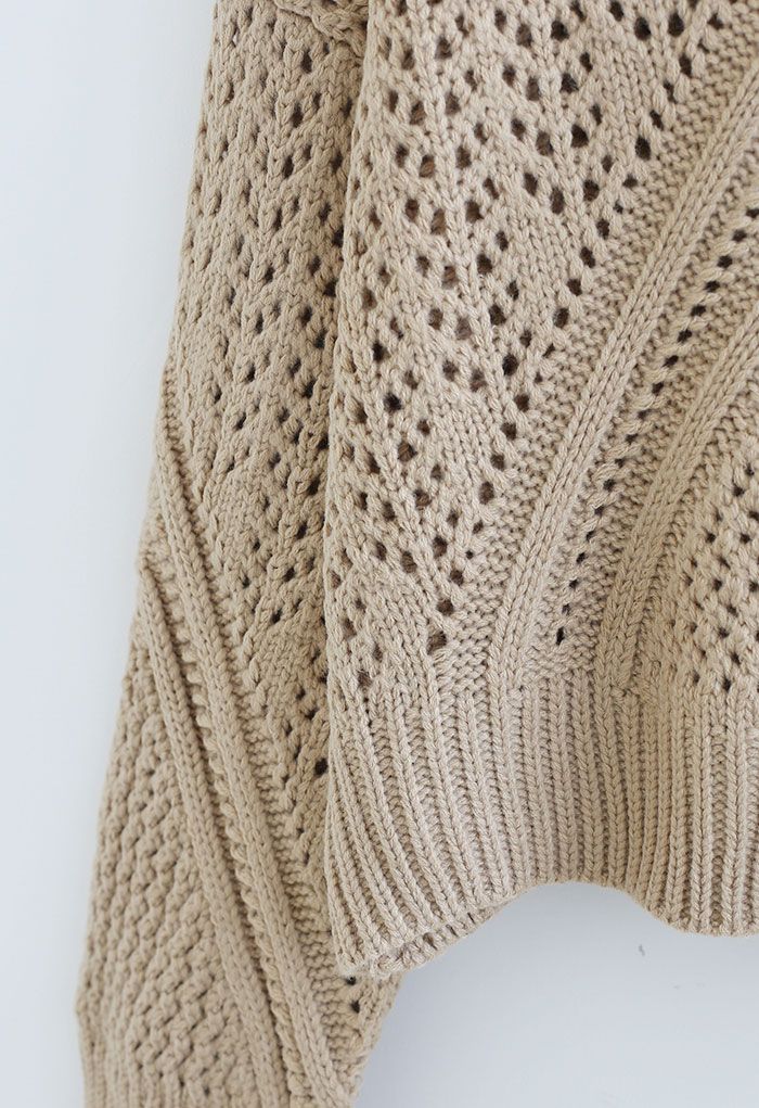 Hollow Out Chunky Knit Sweater in Tan - Retro, Indie and Unique Fashion