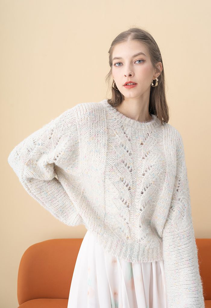 Mix Color Knit Hollow Out Sweater