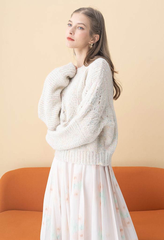 Mix Color Knit Hollow Out Sweater
